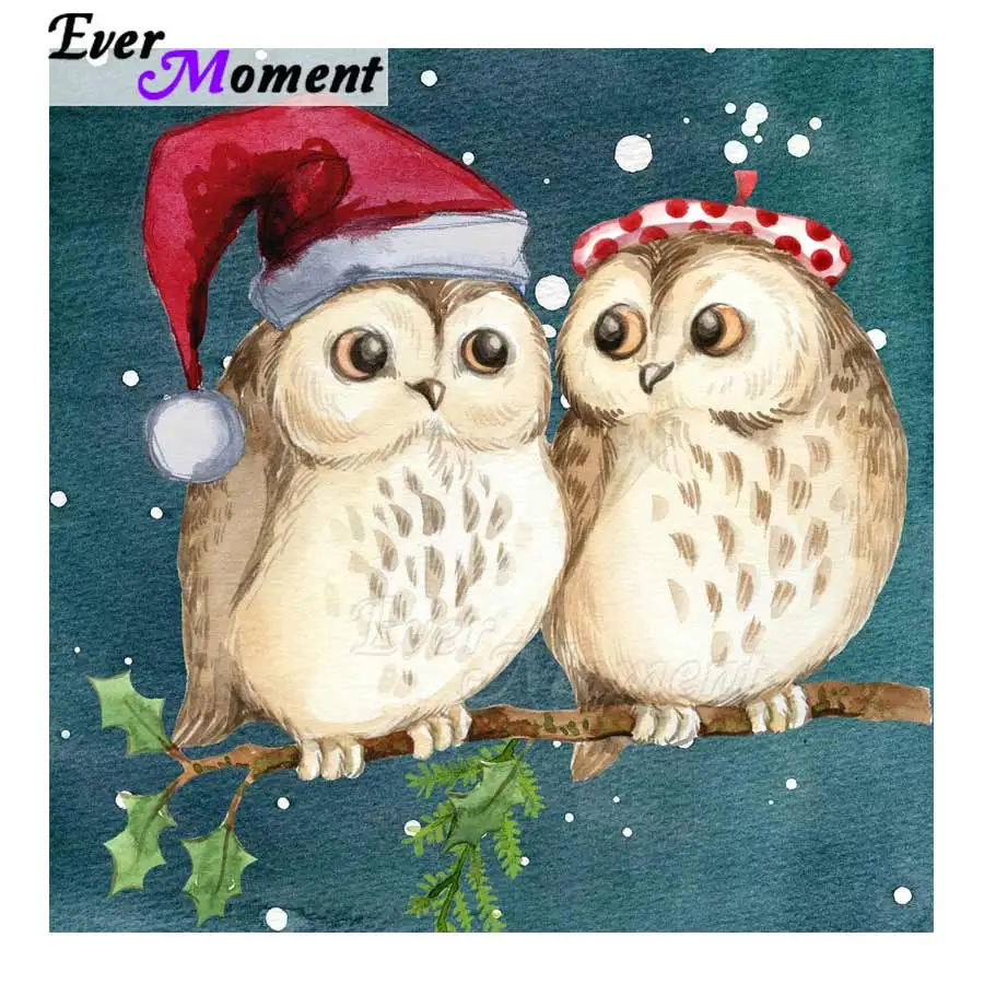 Ever Moment Diamond Painting Full Square Drill Owl Red Hat Handmade Mosaic 5D DIY Embroidery Decoration For Home 3F419 | Дом и сад