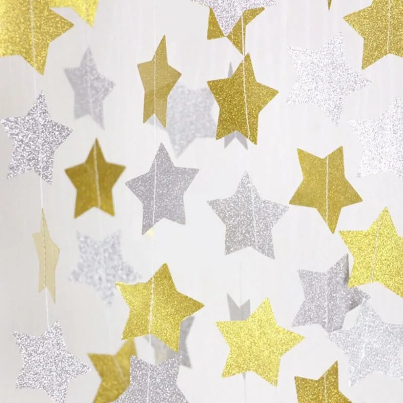 

1set 4m Multicolor Paper Garland 7cm Star String Kids Baby Shower Birthday Party Banner Supplies Wedding Home Room Decoration