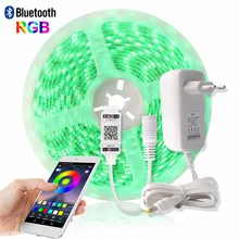 Bluetooth Светодиодная лента 5050 RGB 5 м Водонепроницаемая Диодная лента ТВ светящиеся полосы контроллер светодиодный блок питания 12 В украшение салон ПК