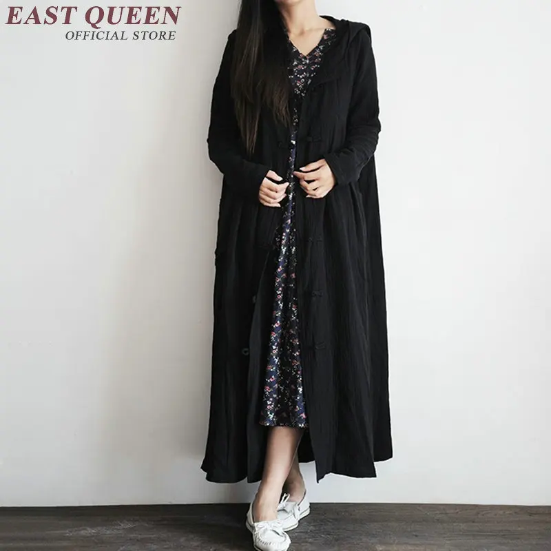 Новые осенние дзен одежда китайское платье очень свободные китайский халат Длинные рукава Женщины белье куртка с капюшоном AA2818 YQ