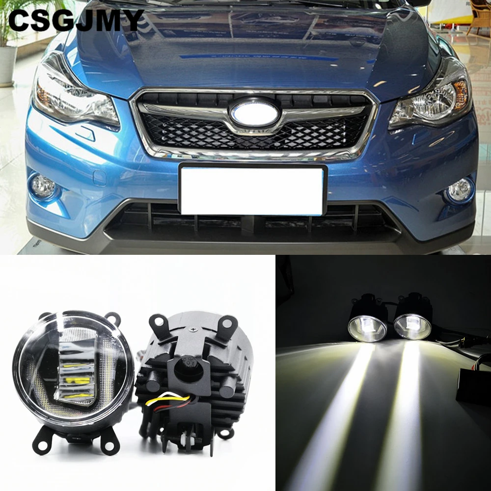 

CSGJMY 3-IN-1 Functions Auto LED DRL Daytime Running Light Car Projector Fog Lamp with yellow signal For Subaru XV 2012-2018