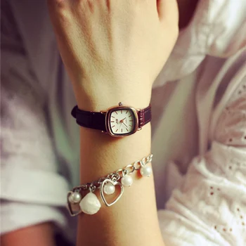 

Simple Design Leather Watch Band Girl Wrist Quartz Watches Wristwatches relojes mujer Bangle Watch for Teenage Girls saat