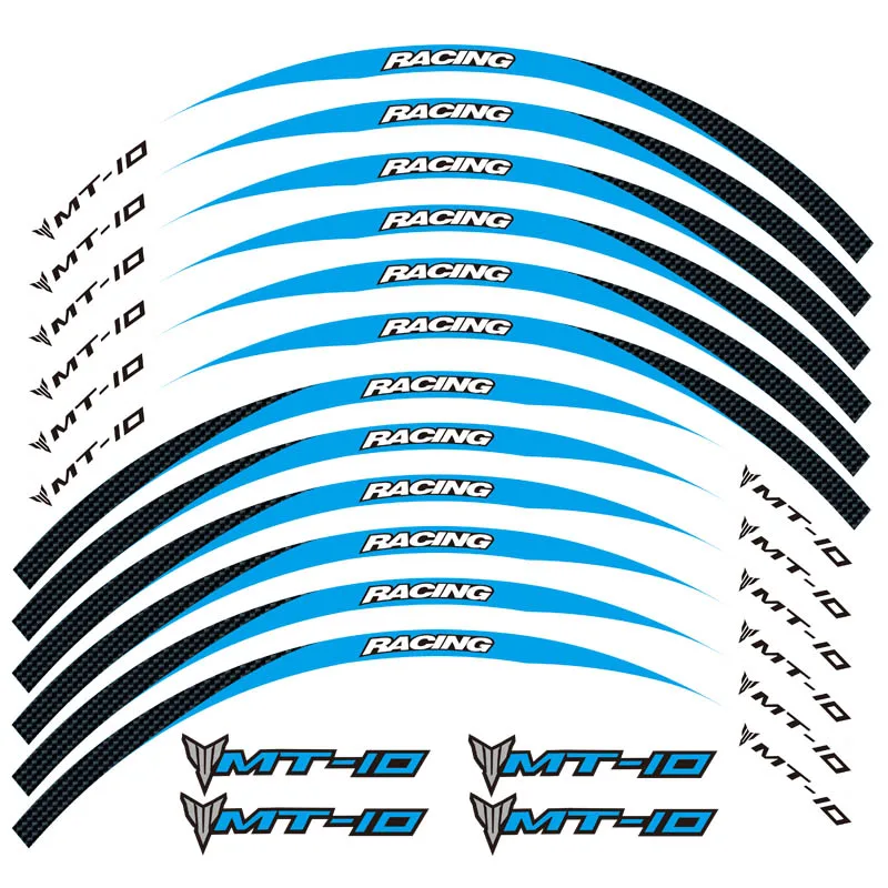 Новинка, высокое качество, 12 шт., подходят для мотоцикла, колеса, стикер, полоса, светоотражающий обод для Yamaha MT-10 MT10 - Цвет: 8