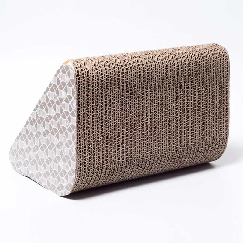 Cat Scratch Board Wedge Shaped Corrugated Cardboard Natural Cat Scratching Post Cutouts Cat Toys Ball