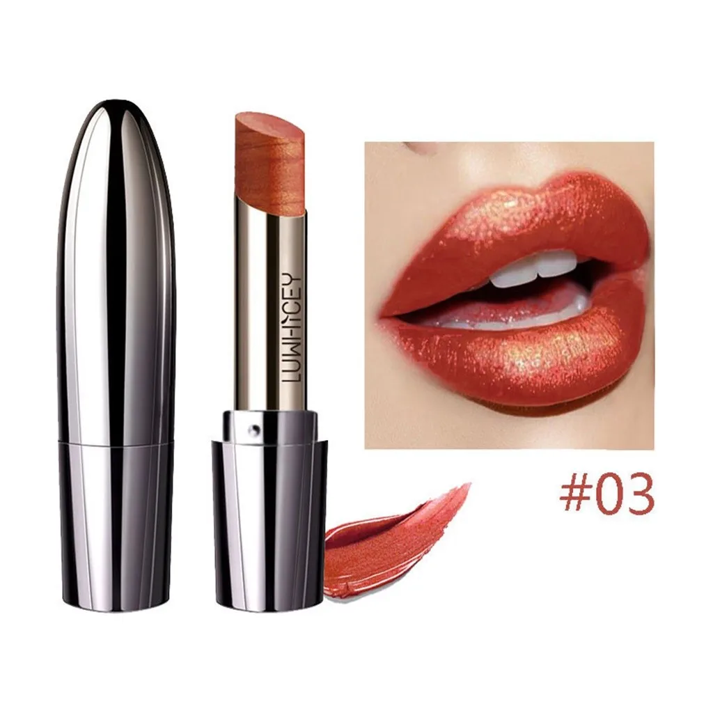 Lipstick Waterproof Makeup Tools Gold Plated Bullet Head Pearl Lipstick Mermaid Ji Shiny Metallic Lipstick 10W2