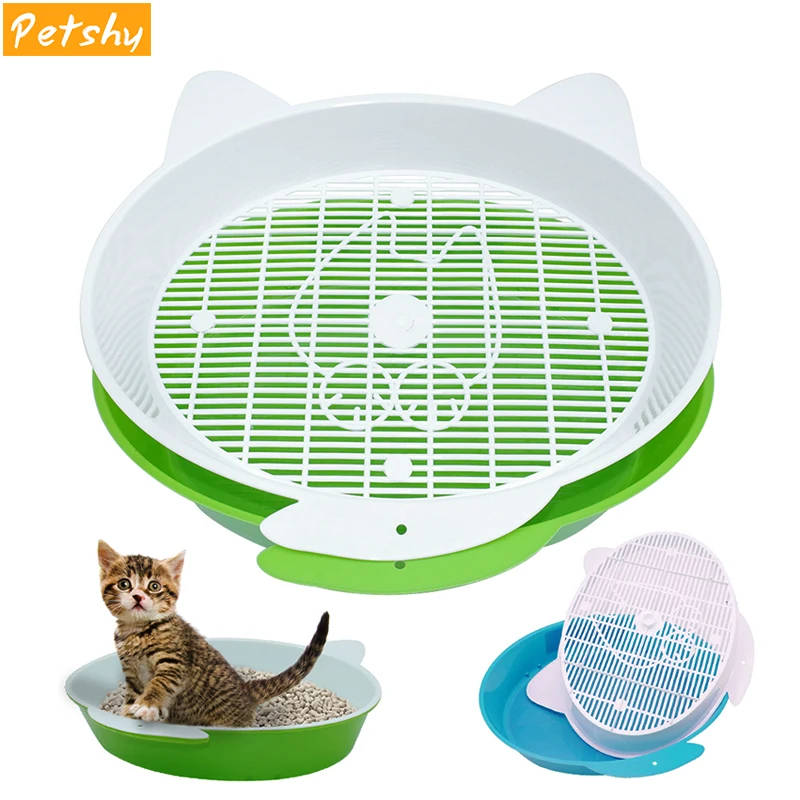 

Petshy Pet Cat Pee Toilet Round Semi Closed Puppy Kitten Bedpans Small Animal Rabbit Hamster Potty Pets Toilet Cleaning Supplies
