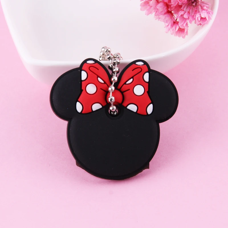 Photo Color23 Cartoon Anime Cute Key Cover Cap Silicone Mickey Stitch Bear Keychain Women Gift Owl Porte Clef Minne Key Chain - Цвет: Photo Color23