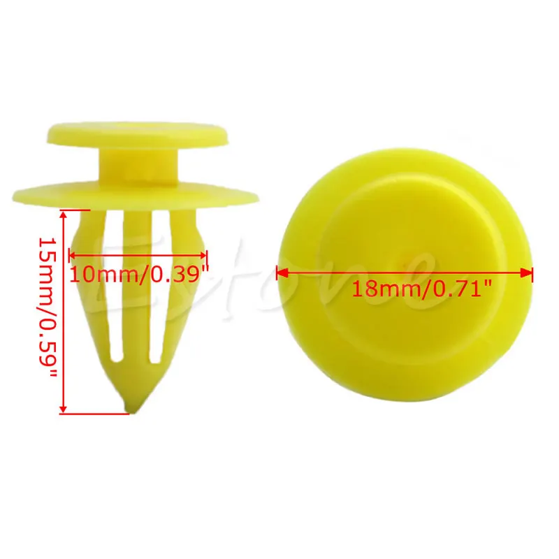 20 Pcs 10mm Hole Plastic Rivets Car Auto Bumper Fender Trim Panel Clip Yellow for Volkswagen
