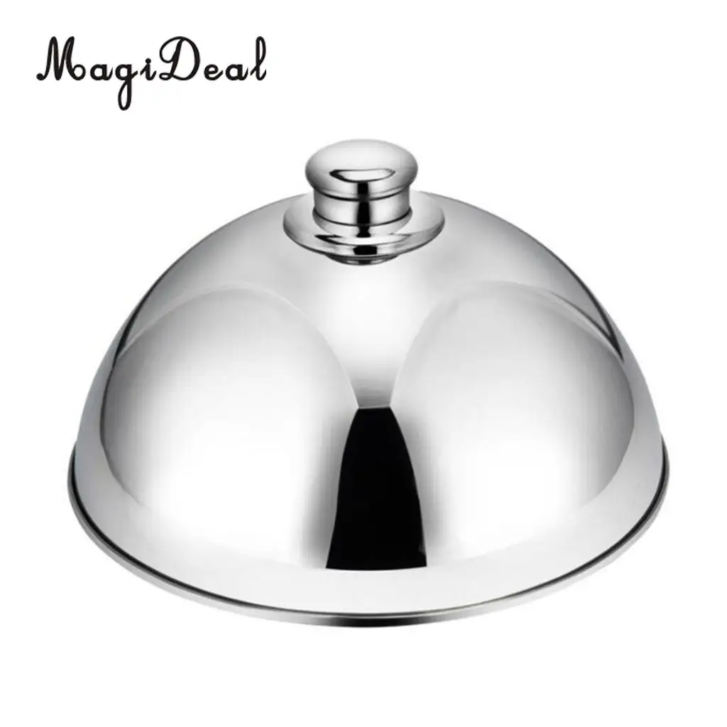 Stainless Steel Food Cover Cloche Plate with Domed Cover Dish Silver big