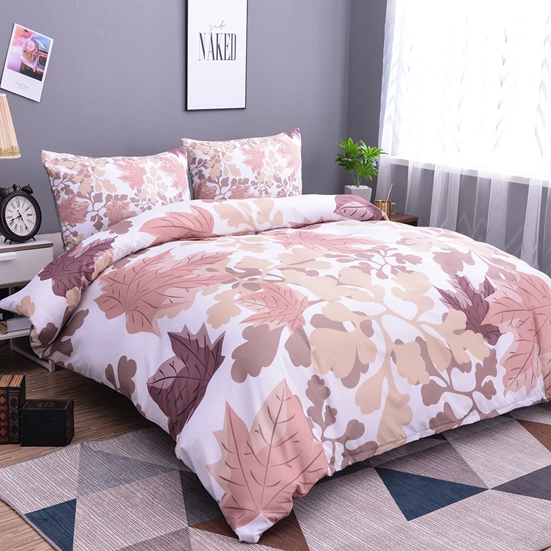 

ZEIMON Maple Leaf Printing 2/3 Bedding Set Plant Series Duvet Cover Set Twin Full Queen King Size Home Textiles
