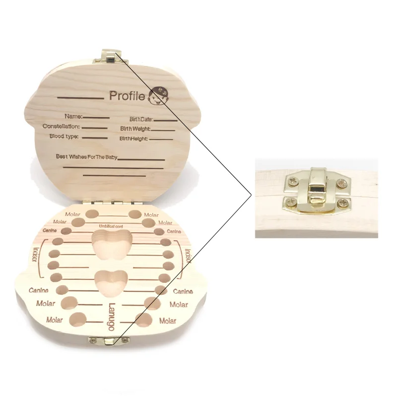 Коробочка для молочных зубов деревянный детский Органайзер Для памятных вещей подарок для зубов милый детский контейнер, чтобы сохранить память ребенка(мальчик девочка