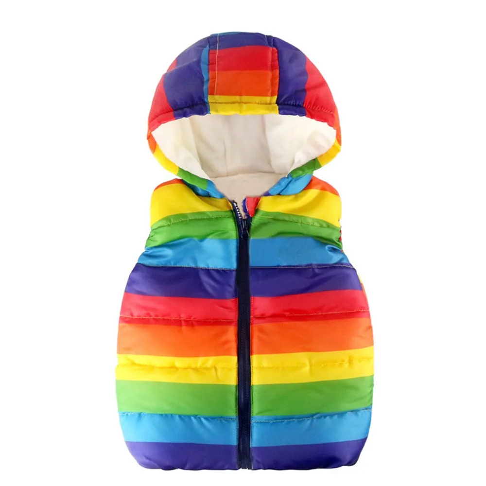 Multicolor Детский Теплый жилет без рукавов с капюшоном и рисунком кота для маленьких девочек и мальчиков топы, жилет для девочек, детский жилет для мальчиков, жилет для девочек - Цвет: Multicolor