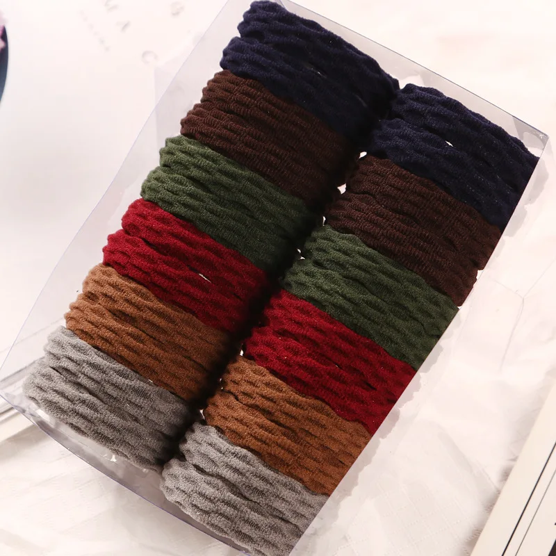 

24pcs/lot Women Multi Colors Thick Stretch Elastic Hair Bands Basic Quality Solid Color Rubber Bands Polyester Hair Ties