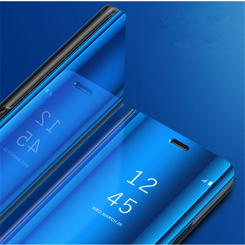 Зеркальный умный чехол с откидной крышкой для samsung Galaxy A7 A6 A8 Plus 2018 S8 S9