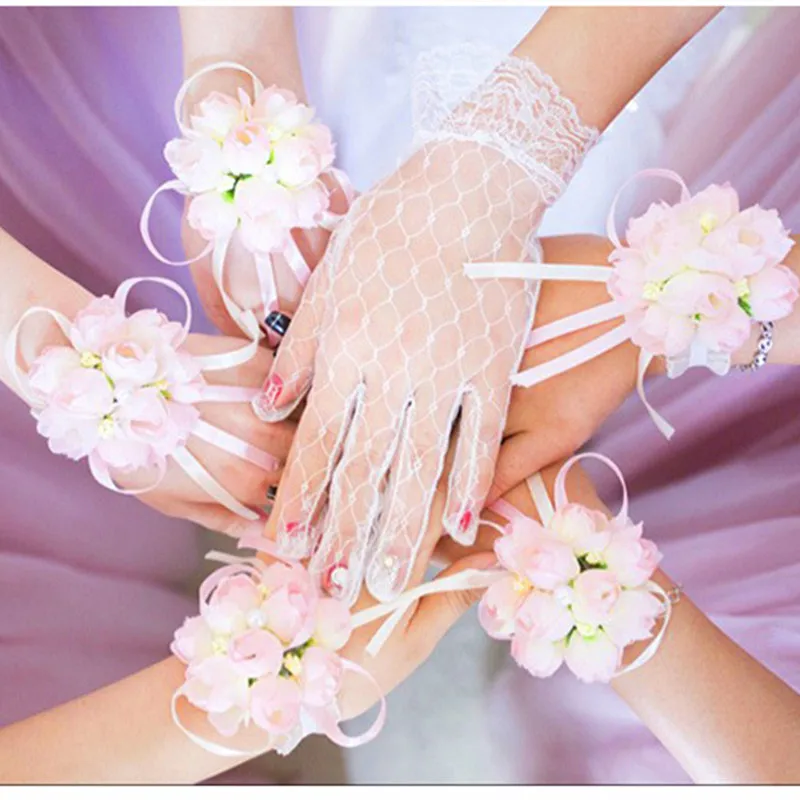 

Artificial Flowers Wrist Flower Bridesmaid Sisters Hand Flowers Wedding Decoration Wedding Gifts for Guests Bridal Prom Supplies
