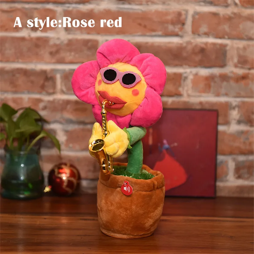 1 шт. очаровательные подсолнухи Музыкальные игрушки забавные танцевальные игрушки для детей плюшевые цветок-украшение с электронным Bluetooth - Цвет: A model rose