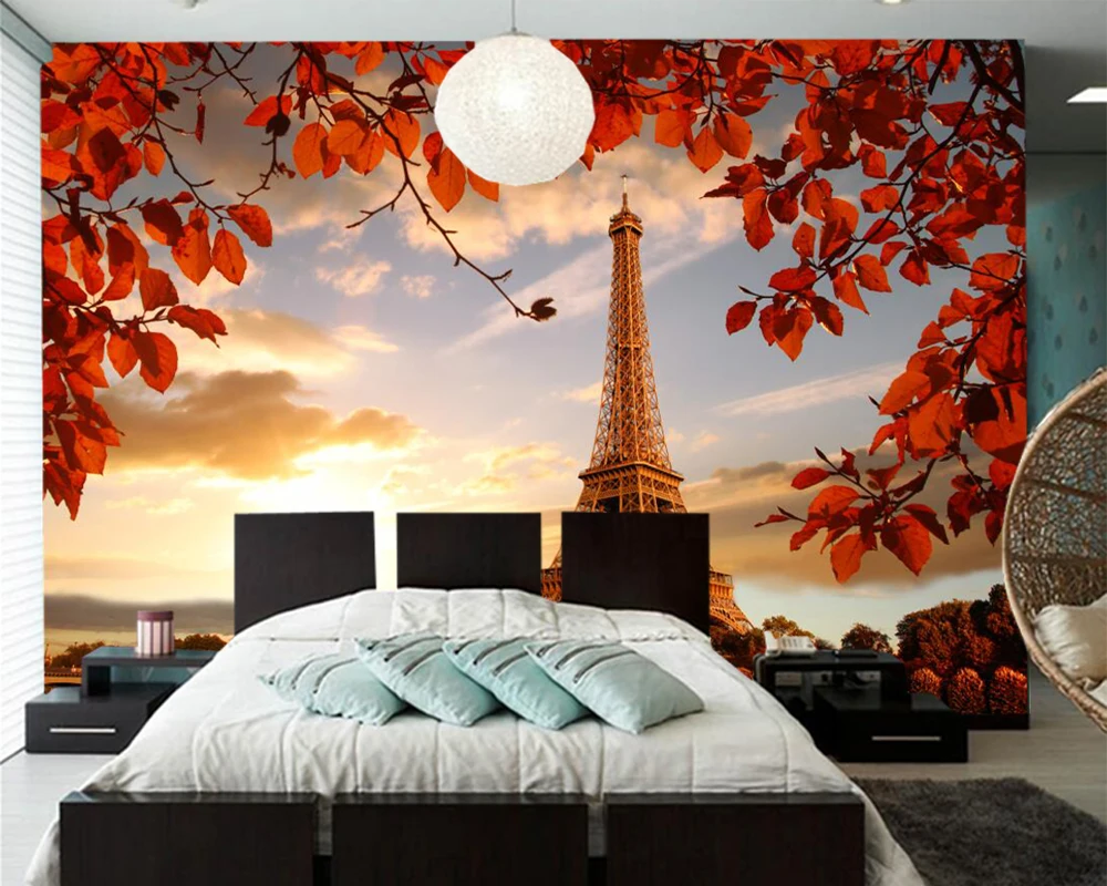 Papel de parede Autumn Eiffel Tower Paris photo Leaf 3d wallpaper,living room TV sofa wall bedroom wall papers home decor mural Papel de parede Autumn Eiffel Tower Paris photo Leaf 3d wallpaper,living room TV sofa wall bedroom wall papers home decor mural