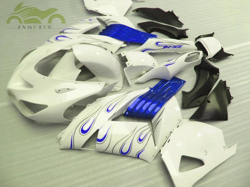 Пользовательские инъекции обтекатели комплект для KAWASAKI Ninja ZX14R 2006-2010 2011 гоночный спортивный обтекатель кузова ZX 14R 06-10 11 синий белый