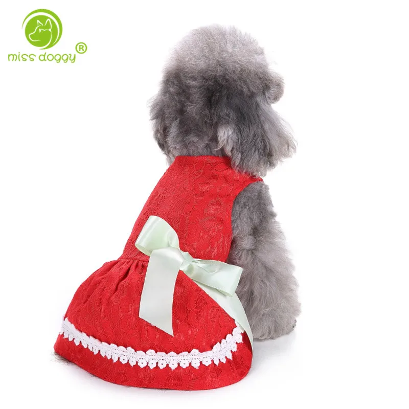 MISS DOGGY Elegant Summer Dog Wedding Dresses Bowknot Tulle Dress