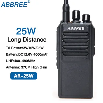 

ABBREE AR-25W UHF 400-480MHz Output Power 25W 10W 5W 10Km Range Walkie Talkie With 37CM High Gain Antenna and 4000mAh Battery