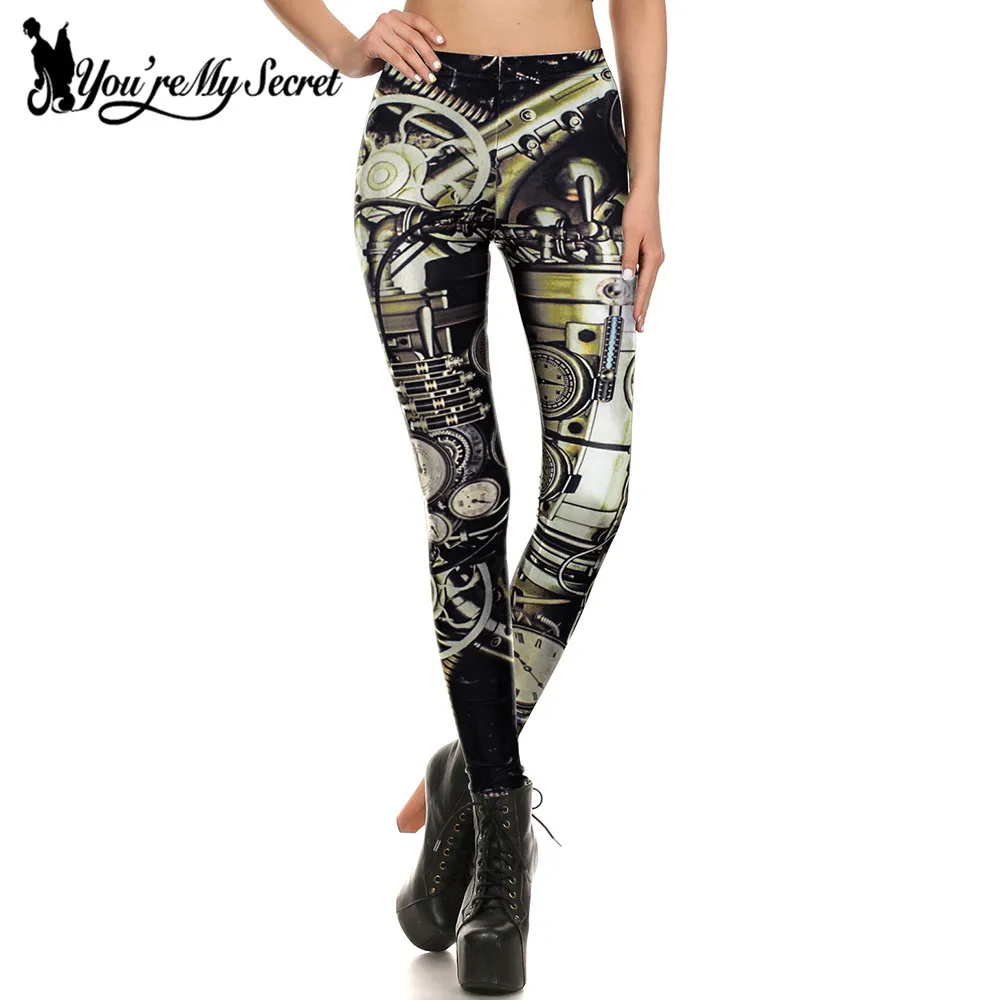 

[You're My Secret] Mechanical Dial Workout Steampunk Leggings Women 3D Printing Summer Gear Slim Women Lady Sexy Leggins Pants