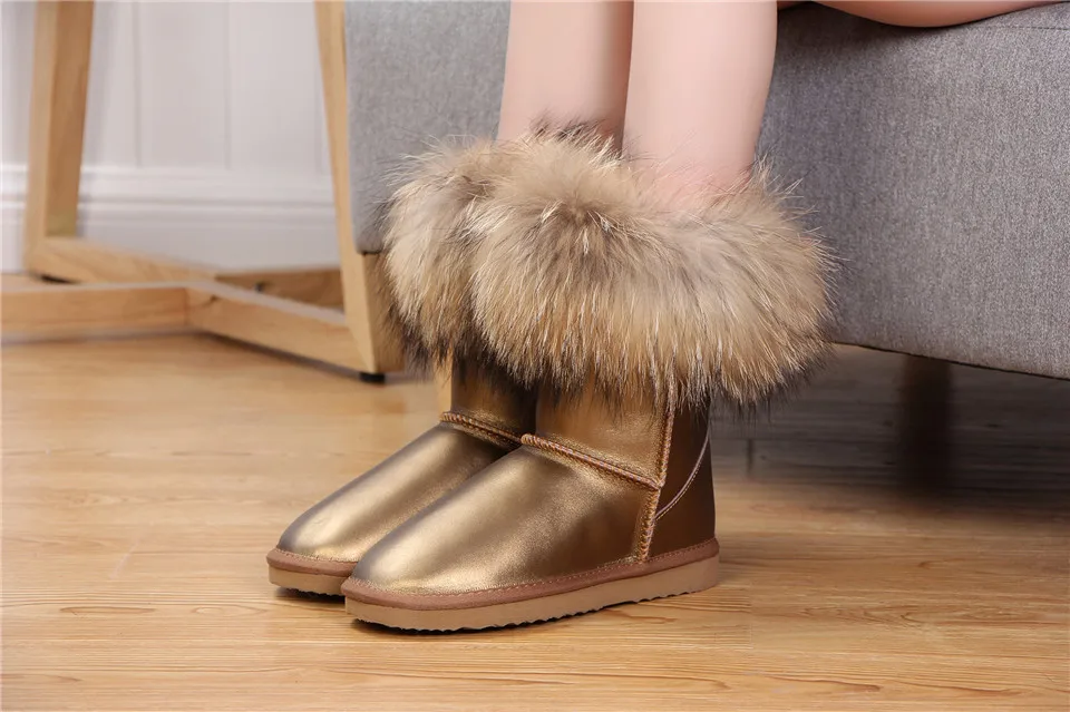 MBR FORCE/женские зимние ботинки из натурального Лисьего меха; модные женские ботинки из высококачественной натуральной кожи; водонепроницаемые ботинки