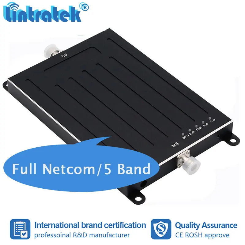 

Lintratek New ALC 5 Band Mobile Phone Signal Repeater GSM 900 W-CDMA 2100 LTE B7 2600 1800 800MHz Booster 2G 3G 4G Amplifier dd