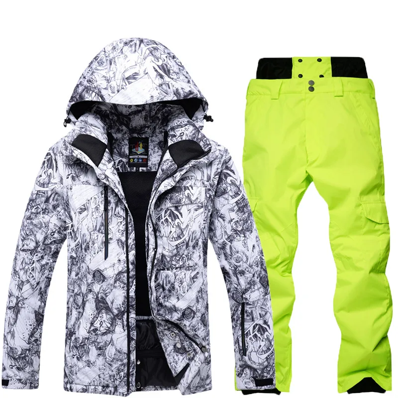 Высококачественный зимний мужской зимний костюм, профессиональный сноуборд, открытый водонепроницаемый ветрозащитный лыжный костюм, костюм, зимняя куртка и штаны