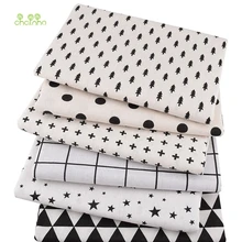 Chainho, 6 шт./лот, черно-белая серия, Лоскутная хлопковая льняная ткань с принтом, для рукоделия, стеганая и швейная салфетка, материал для сумок, 25x45 см