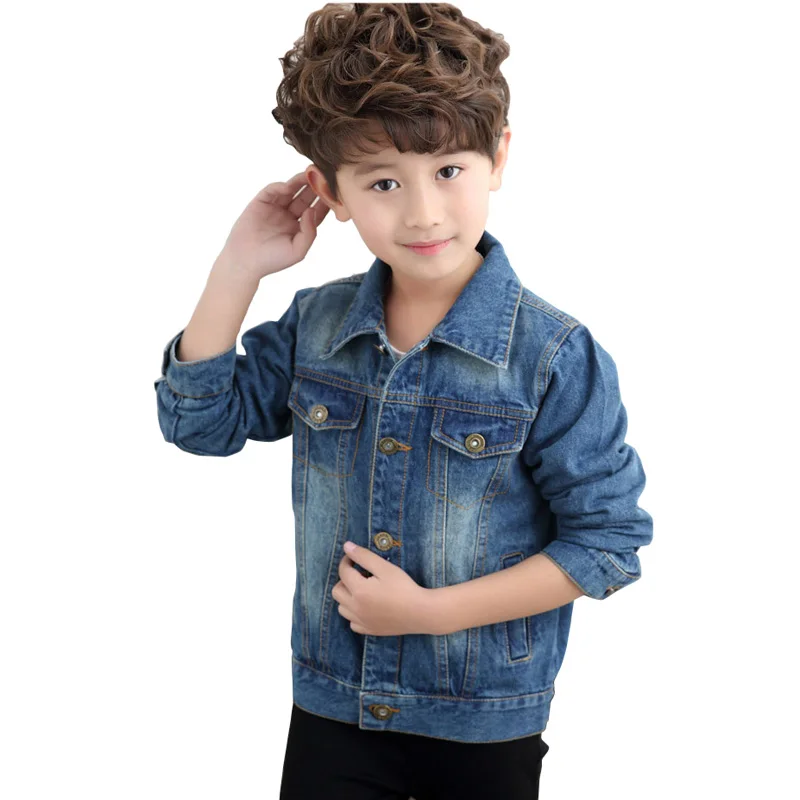 Модные детские джинсовые куртки; коллекция года; Повседневная Джинсовая Верхняя одежда для мальчиков; Детские топы; пальто; осенняя куртка для больших мальчиков; BC331