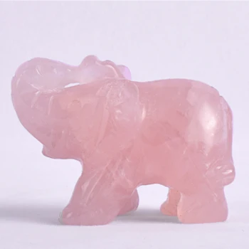 

Natural rose quartz Elephant Figurines pink Crystal jade stone Mini Animals Statue craft for home Decor accessory Healing