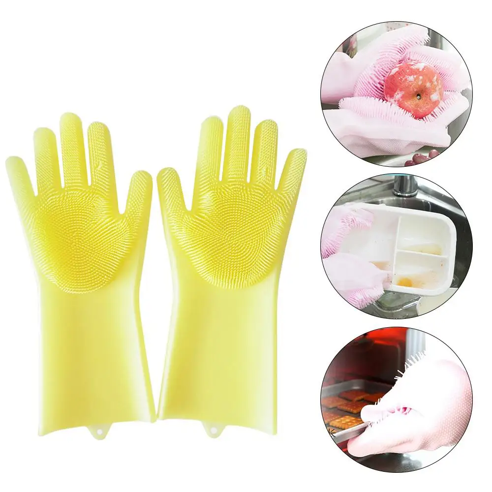 1 Pairs Silicone Gloves Magic Reusable Eco Friendly Cleaning Brush