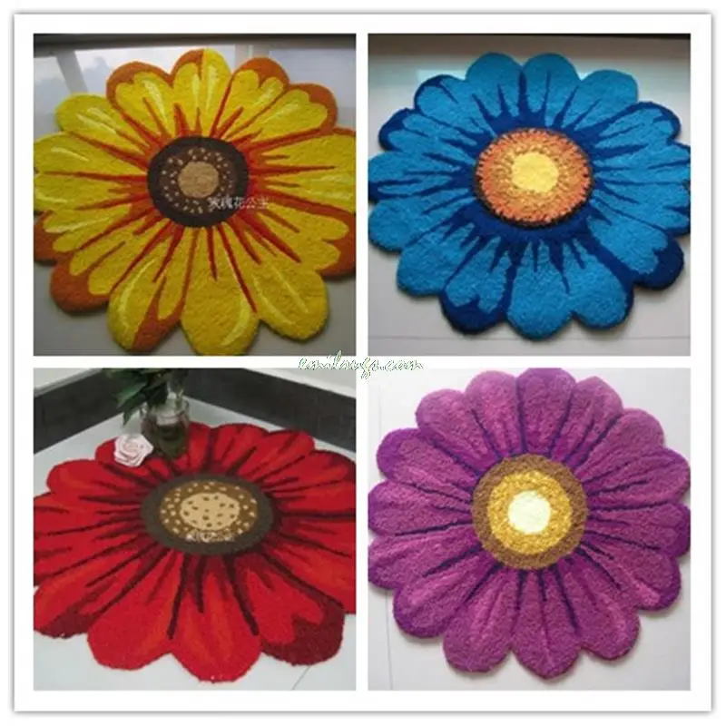 

Rugs And Carpets New Rushed Tapetes Alfombras red blue purple yellow Single Daisy Doormat Computer Non-slip carpet for bedroom