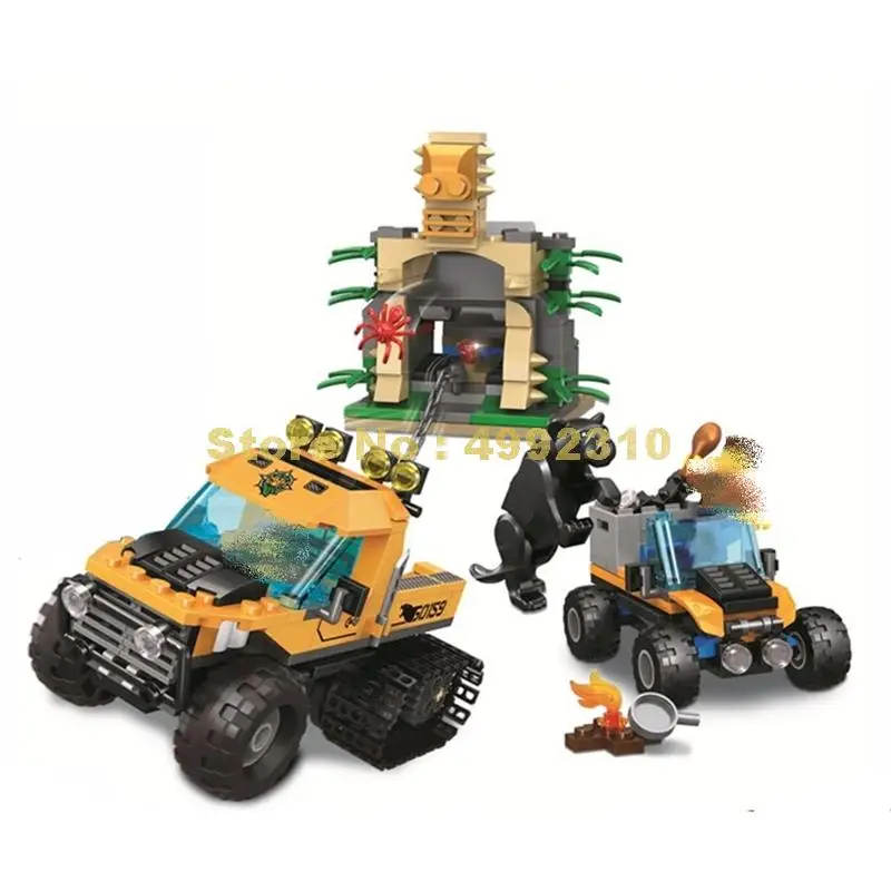 

39063 404pcs city series jungle semi-track car lele building block 60159 Bricks Toy