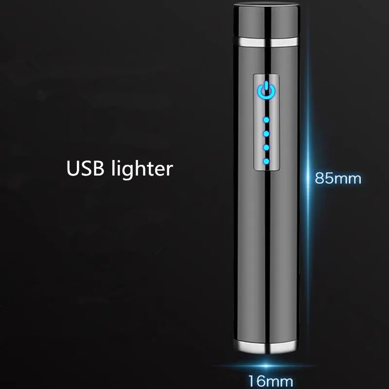 Маленькое плазменное зарядное устройство с фонариком Электронная зажигалка для курения двойной ветрозащитный прикуриватель сенсорный выключатель прикуриватель