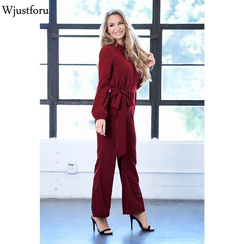 

Wjustforu New Autumn Bodycon Elegant Jumpsuit Women Wide Leg Fashion Bandage Jumpsuit Womens Romper Long Sleeve Casual Jumpsuit