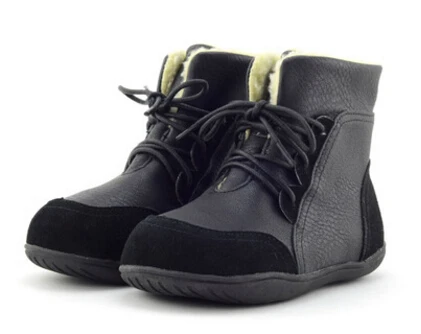 Для маленьких мальчиков кожаные ботинки для girls2018 из натуральной кожи модные зимние сапоги Martin для обуви для детская мода, Детские хлопковые ботинки - Цвет: Black