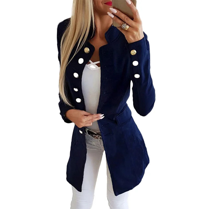

Women Ladies Casual Single-breasted Formal Long Blazer Jacket Slim Fit Coat JL