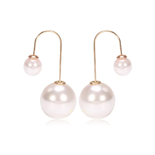 Women Double Pearl Earing Fashion Hot Ing Earrings Side Women Double Pearl Earing Fashion Hot Ing Earrings Side Shining Drop