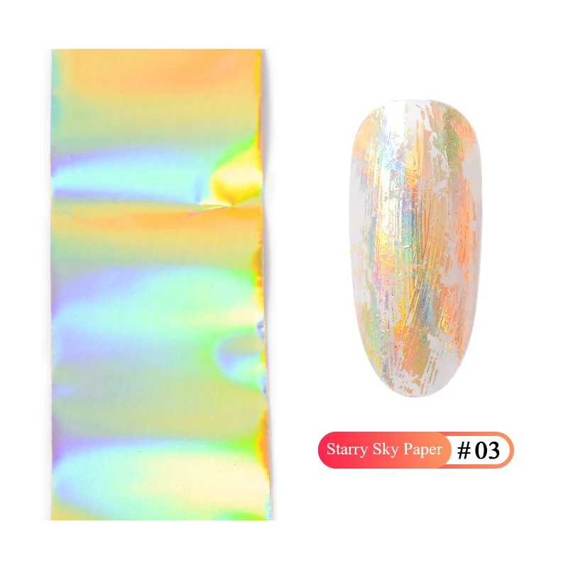 Rose Gold Holographic Nail Foils Starry Sky Glitter Nail Stickers Decals Art Transfer Stickers Gold Laser Paper Nail Art Tips - Цвет: TK2077