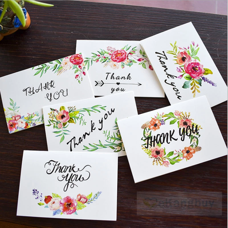 Gracias floral two color letterpress thank you card box set of 6