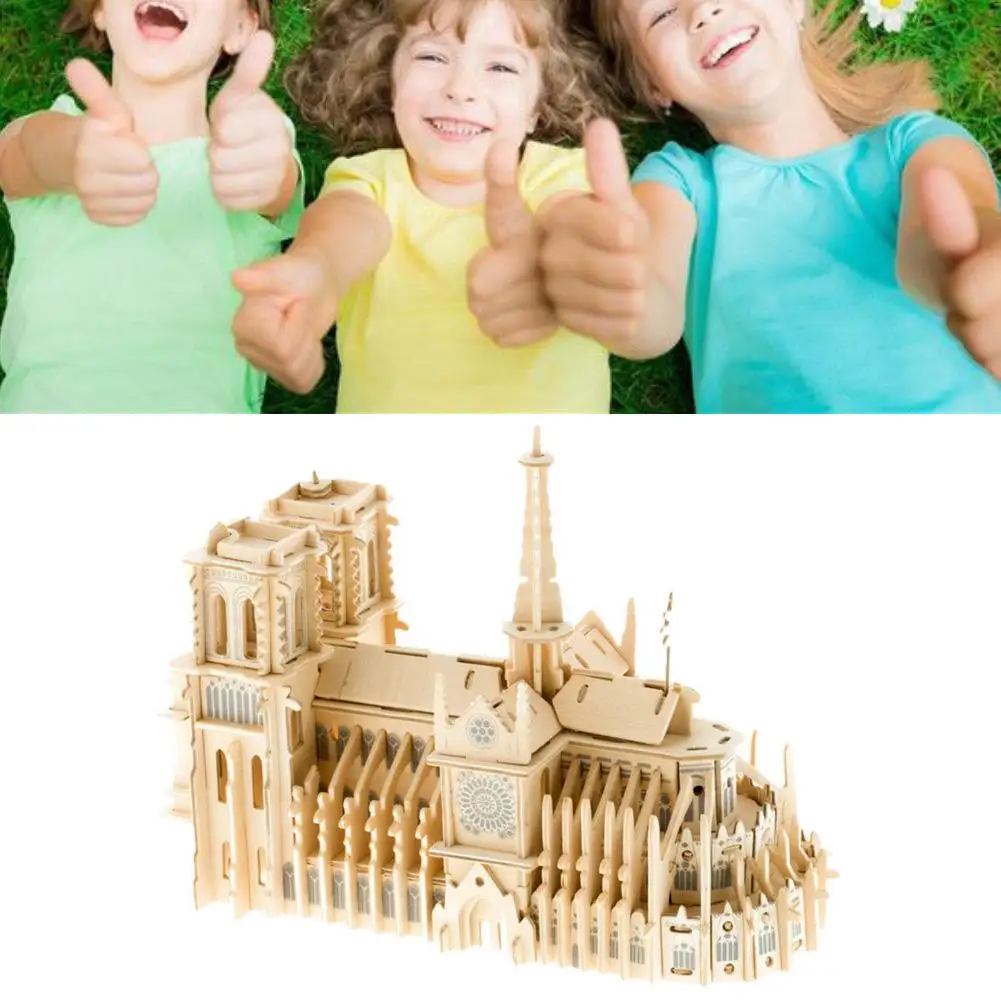 Новинка 239 шт Деревянные Пазлы 3D Нотр-Дам де модель Парижа DIY сборка обучающая игрушка