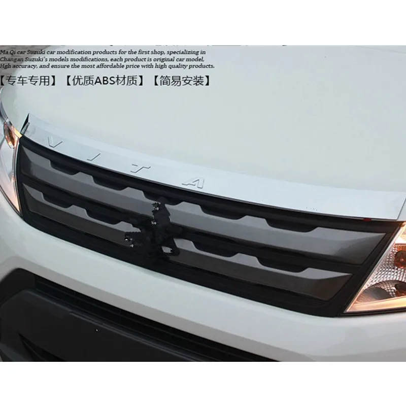 

High quality for Suzuki Vitara 2016 2017 car garnish ABS Chrome front engine Machine grille upper hood stick lid trim lamp 1pcs