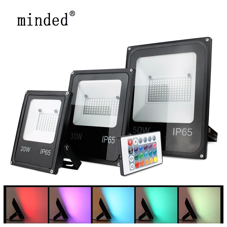 AC200-240V 20 Вт 30 50 RGB Светодиодный прожектор с пультом дистанционного управления без