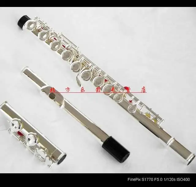 

New silver plate 16 closed hole flute +E C key +Case