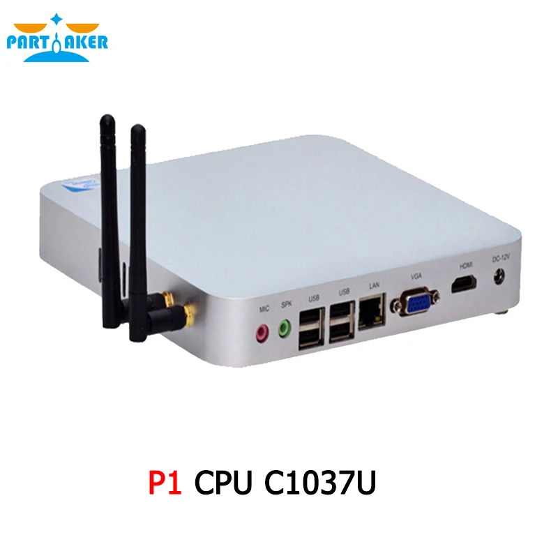 Partaker P1 Intel Celeron C1037U 1.8Ghz Dual Core Fanless Ultra Low Power Mini Computers Desktop