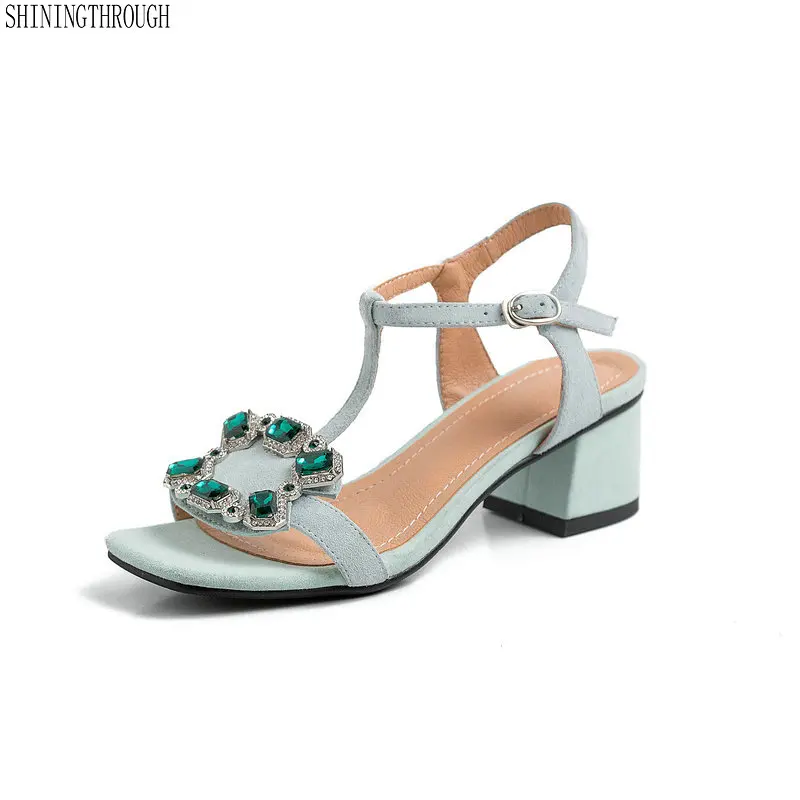 

2019 Summer Sexy Fashion Women Genuine Leather Shoes Woman Sandals Women Rhinestone Wedding Party Shoes Sandals Women