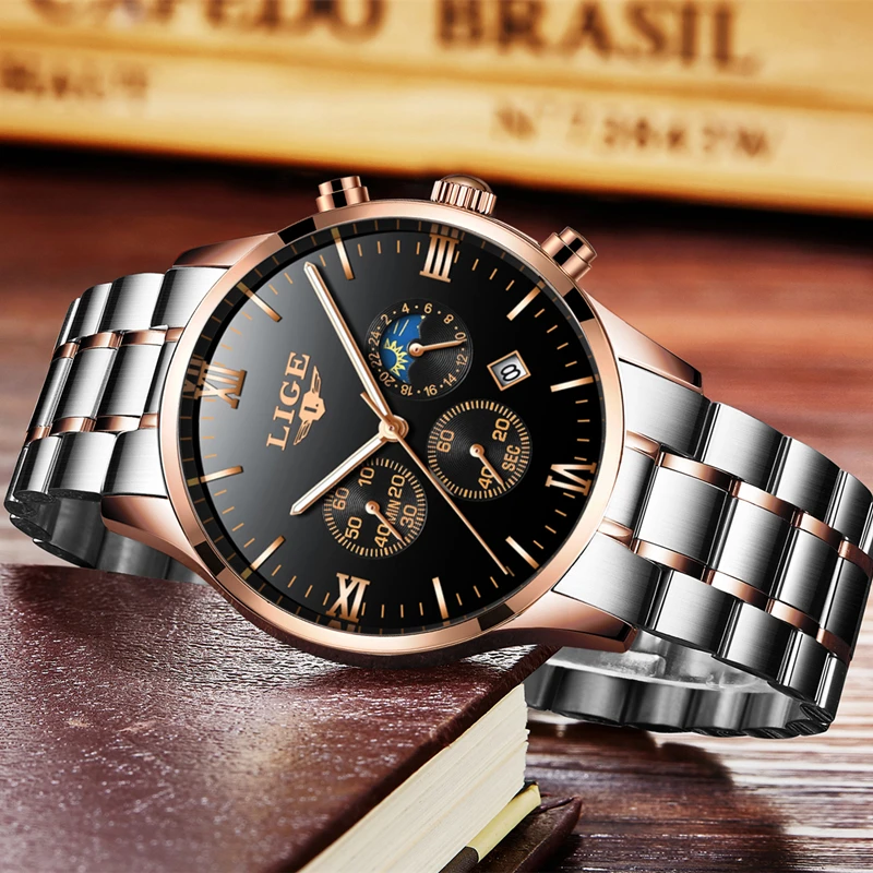 2017 New Watches Men Luxury Brand LIGE Chronograph Men Sports Watches Waterproof Full Steel Quartz Men's Watch Relogio Masculino
