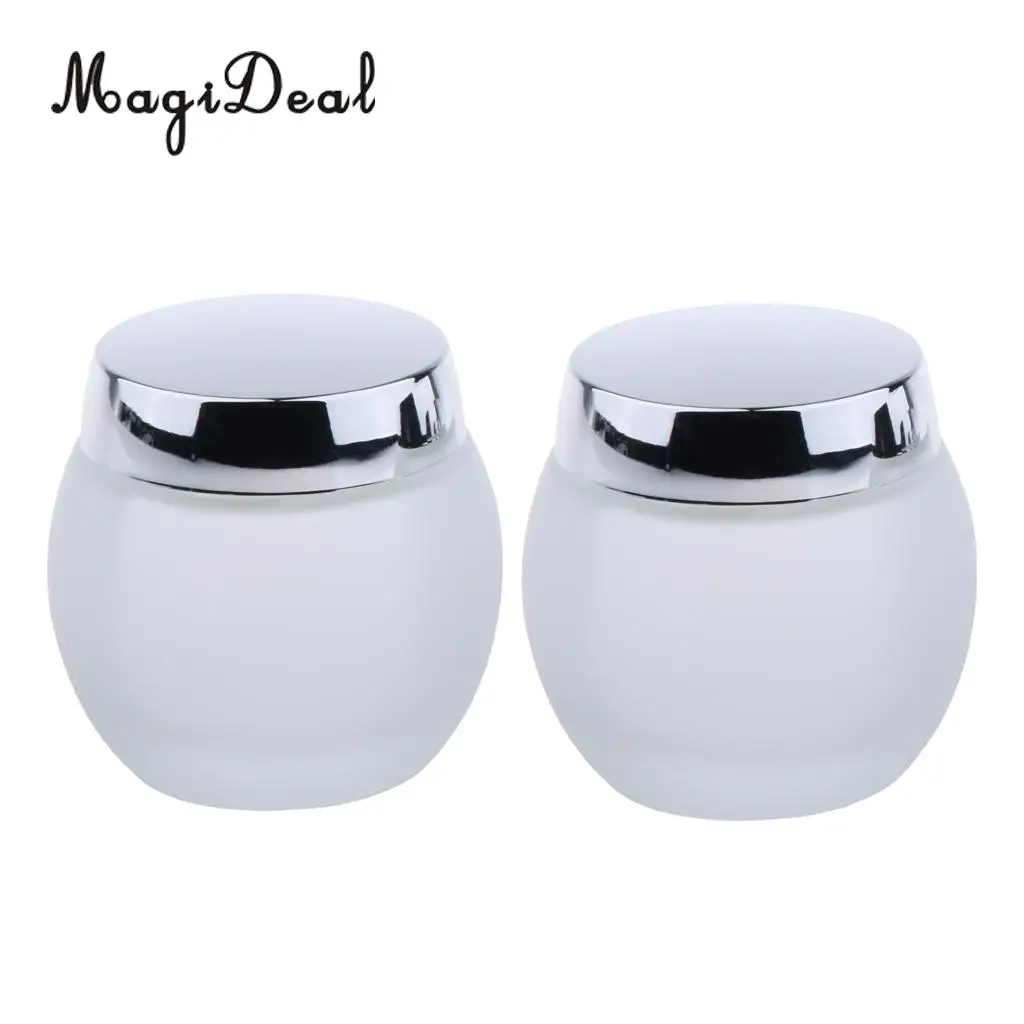 2 x 120g Frosted Glass Mask Jar Cream Containers Cosmetic Empty Can Sample Bottle - Refillable/Reusable