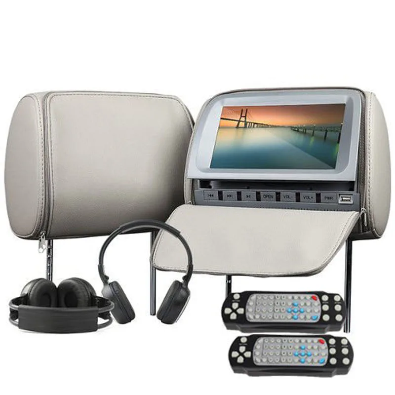 

XST 2PCS 9 Inch 800*480 TFT LCD Capacitance Screen Car Headrest Monitor DVD Video Player Support IR/FM/USB/SD/Speaker/Wire Game